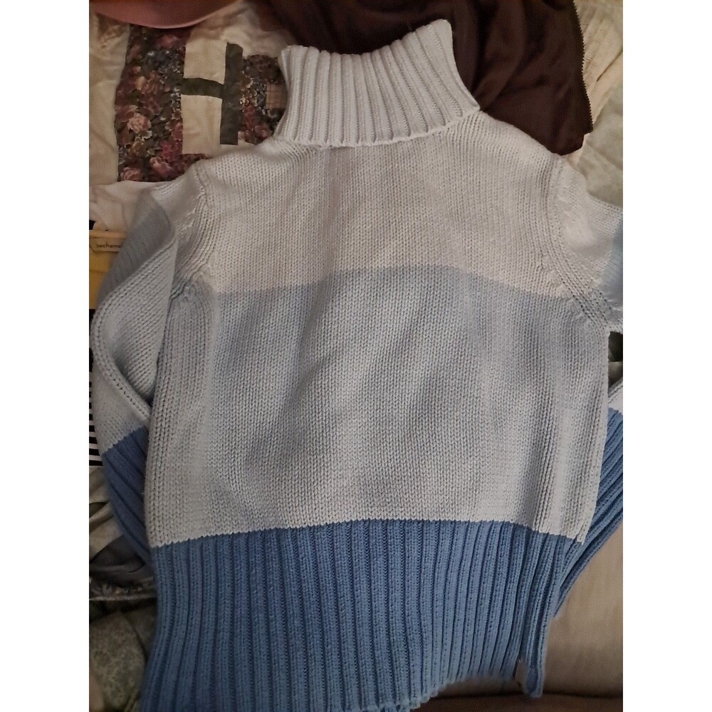 Calvin Klein Jeans Sweater Womens Blue Knit Turtleneck  Sleeve Logo MED